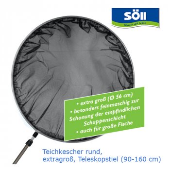 Teichkescher rund teleskopierbar von 90 - 160 cm Gesamtl�nge